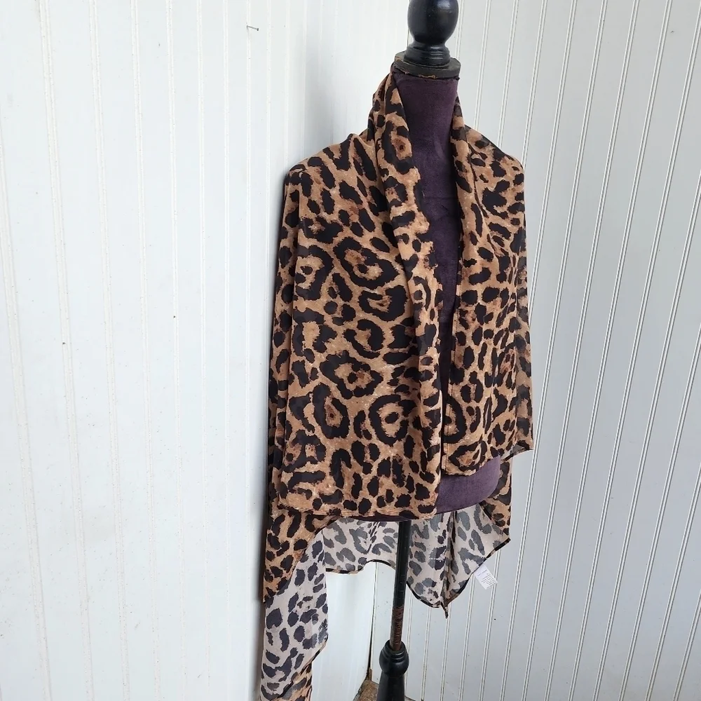 Shein Brown Cheetah Print Multi Use Head Scarf Wrap Adults One Size